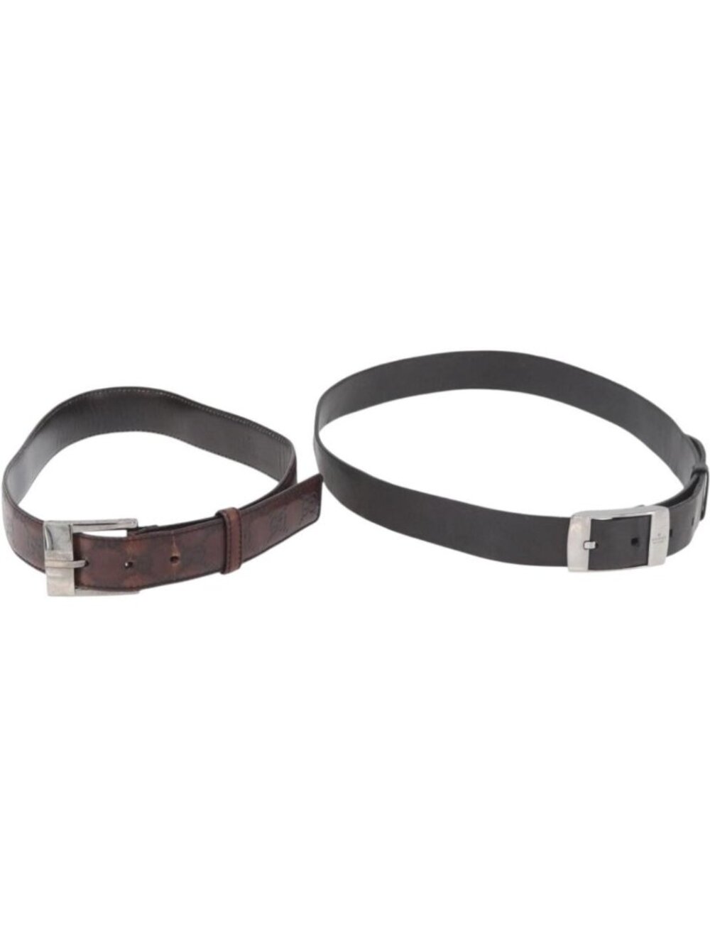 GUCCI GG Canvas Guccissima Belt Leather 2 Set Beige Black